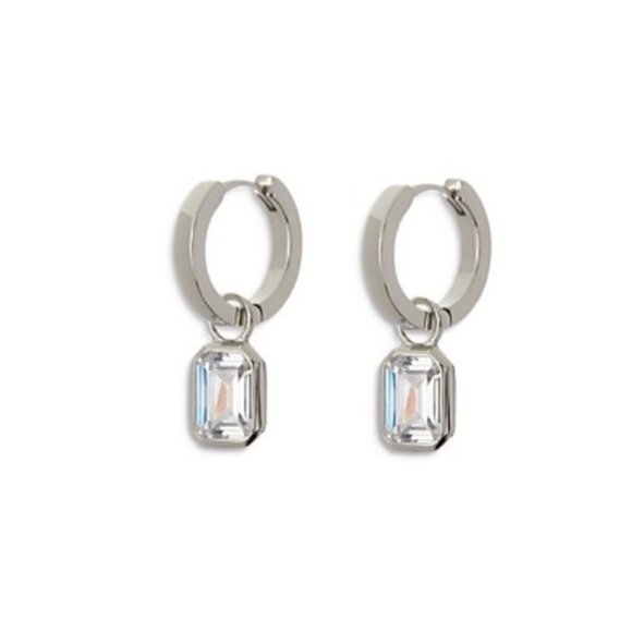 Luv Aj Jewelry - Luv Aj Brigitte Cubic Zirconia Dangle Huggie Hoop Earrings New
